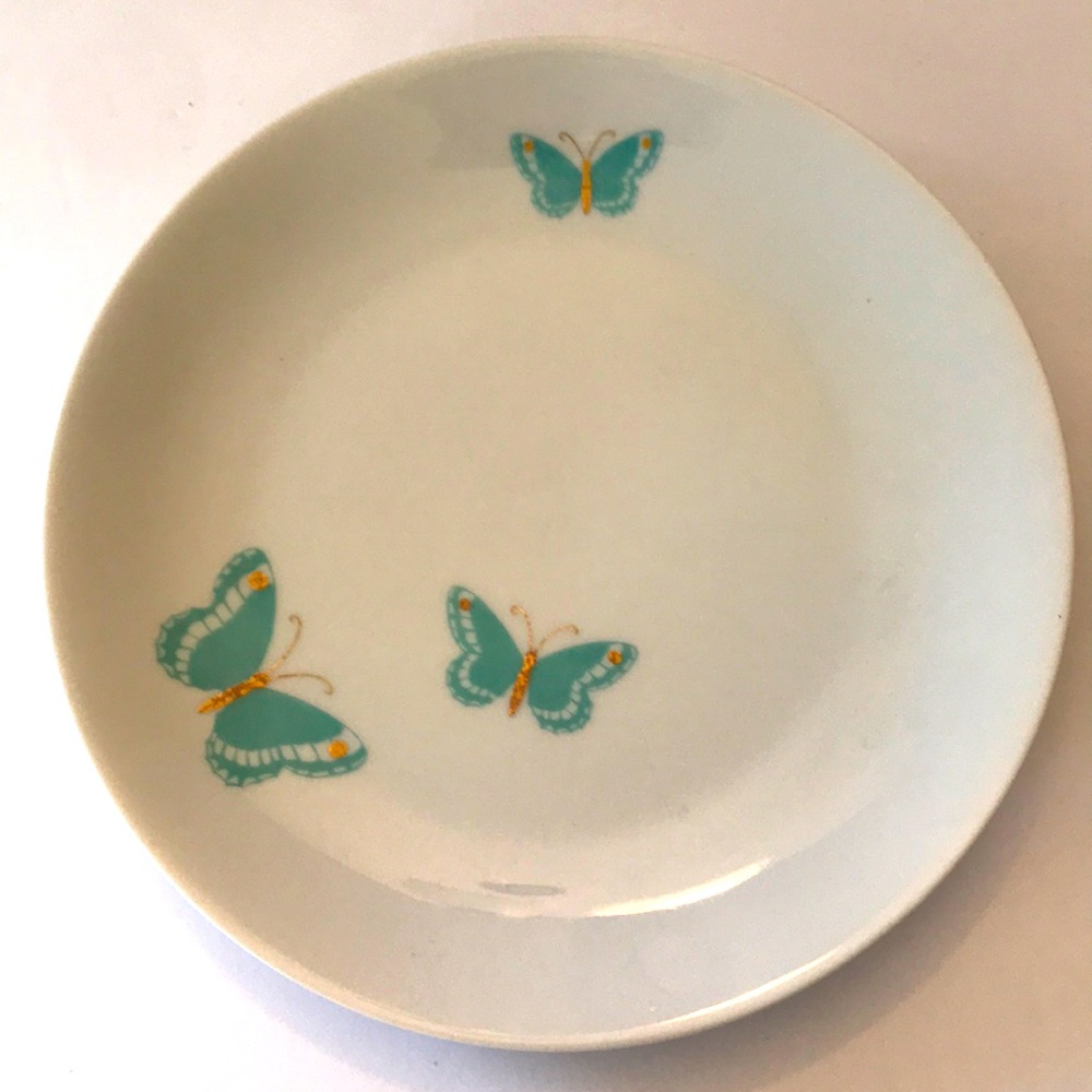 Jean Luce Plate /Blue and Gold Trim Butterflies